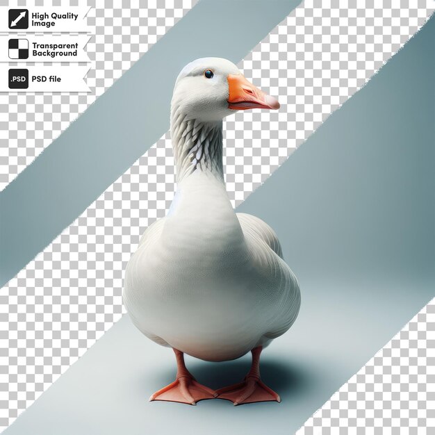 PSD vista do corpo completo do ganso greylag sozinho em fundo transparente com camada de máscara editável