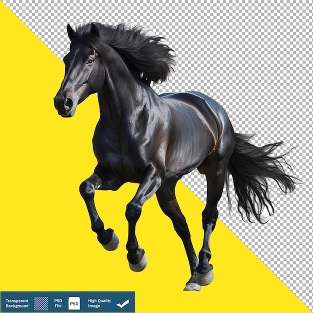 PSD vista de elevación del caballo negro símbolo exuberante perfecto fondo transparente png psd