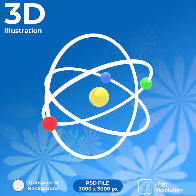 Vista em perspectiva atômica de renderização em 3d