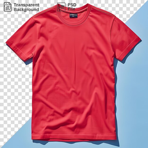 PSD vista frontal aislada captura una camiseta premium etiqueta de tela de material de algodón rojo