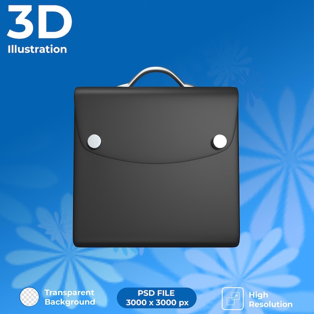 PSD vista frontal de la bolsa del ordenador portátil de render 3d