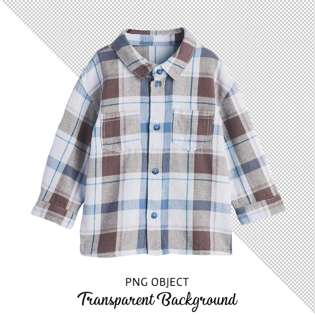 Vista frontal de la camisa estampada para niños sobre fondo transparente