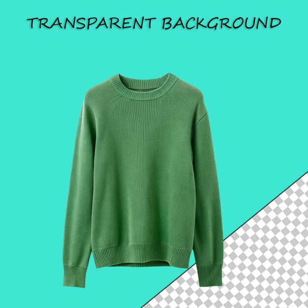 PSD vista frontal de un cardigan de mujer casual verde sobre un fondo transparente