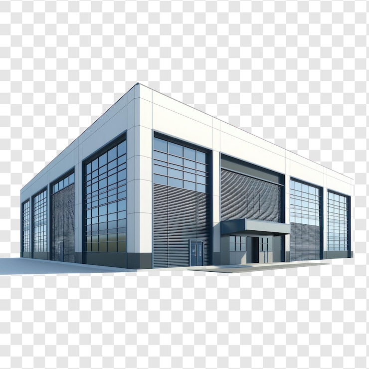 PSD vista frontal del centro de distribución 3d aislada en el fondo de transparencia