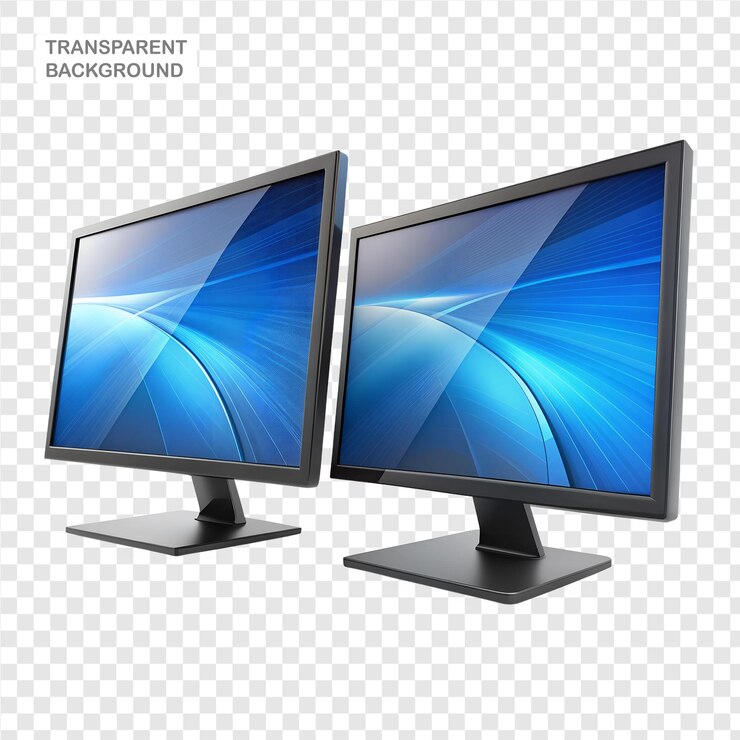 PSD vista frontal de una computadora o un monitor de tv aislado en un fondo blanco utilizando una representación 3d