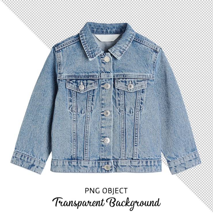 PSD vista frontal da jaqueta jeans infantil isolada