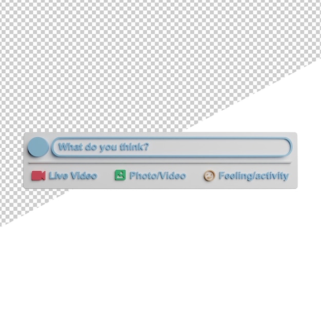 Vista frontal da legenda da interface de mídia social 3d renderização ícone ilustração fundo transparente