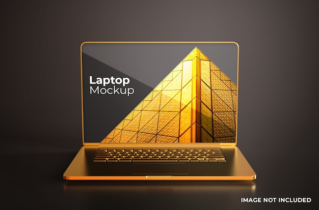 Vista frontal da maquete pro macbook gold