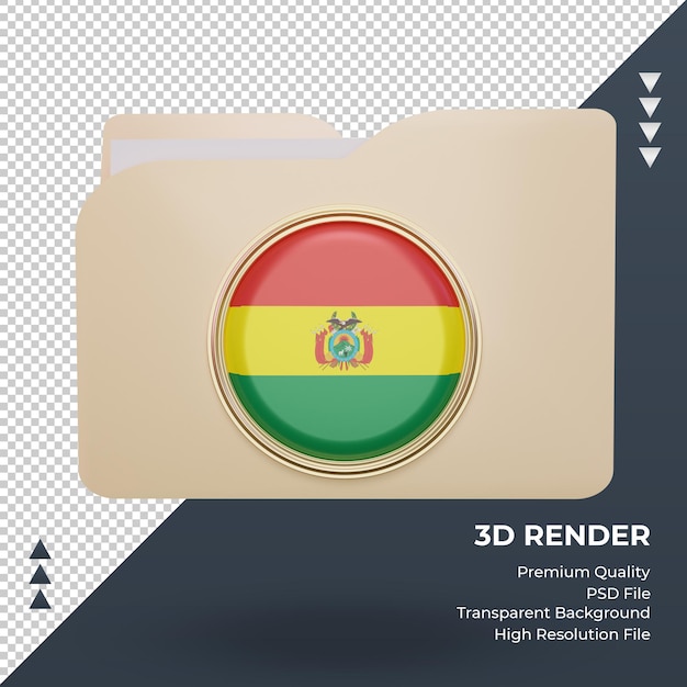 PSD vista frontal da renderização da bandeira da bolívia pasta 3d