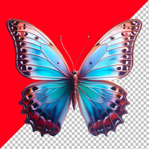 PSD vista frontal de borboleta isolada em fundo transparente
