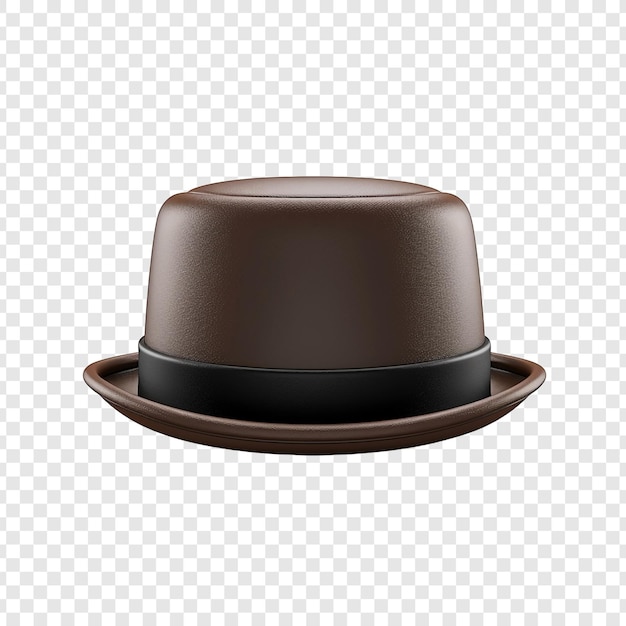 PSD vista frontal de um chapéu de bowler ou derby isolado em fundo transparente