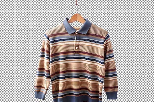 Vista frontal de um polo listrado para homens