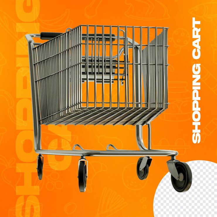 PSD vista frontal do carrinho de compras para composição