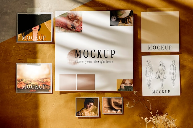Vista frontal do mock-up de outono