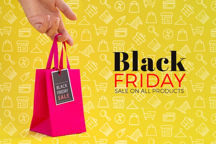 PSD vista frontal do mock-up do conceito black friday