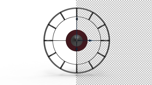 PSD vista frontal do relógio de parede com renderização 3d de sombra