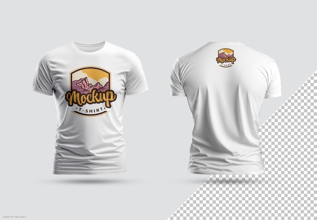 PSD vista frontal e traseira de duas camisetas mockup