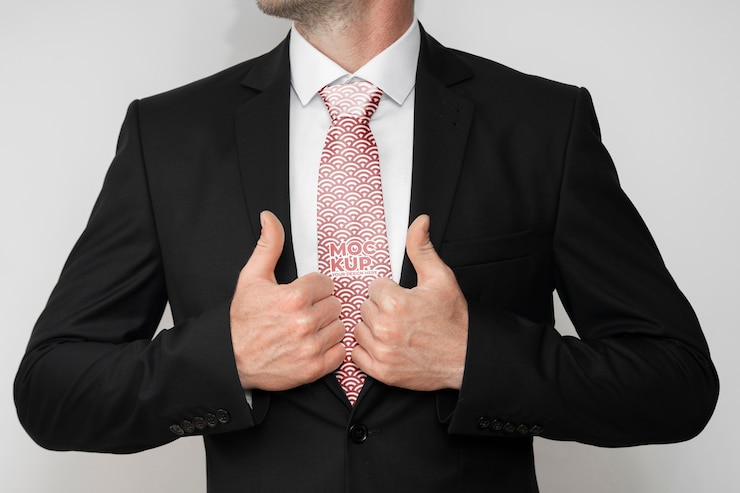 PSD vista frontal elegante hombre con corbata rosa