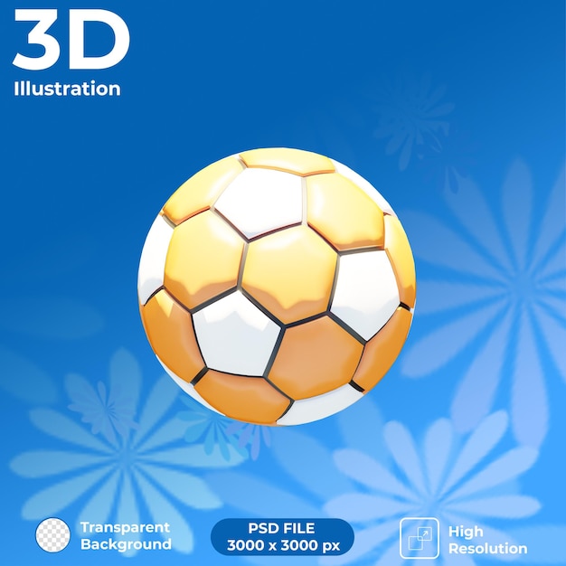 PSD vista frontal de fútbol render 3d