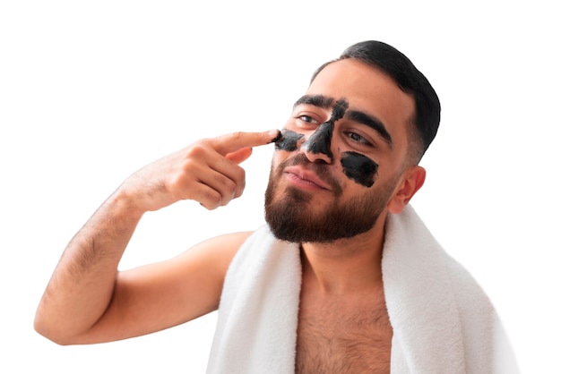 Vista frontal hombre con mascarilla