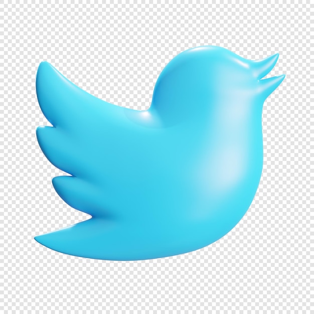 PSD vista frontal del icono 3d del logotipo de twitter psd