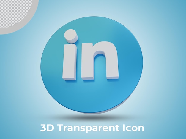 Vista frontal del icono renderizado 3d de linkedin de alta calidad