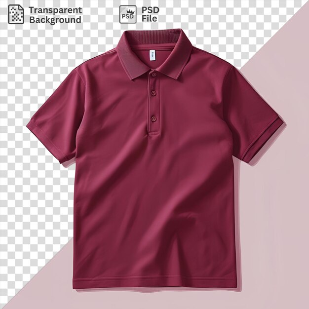 Vista frontal incrível capturar uma camisa polo borgoinha material de algodão etiqueta de tecido