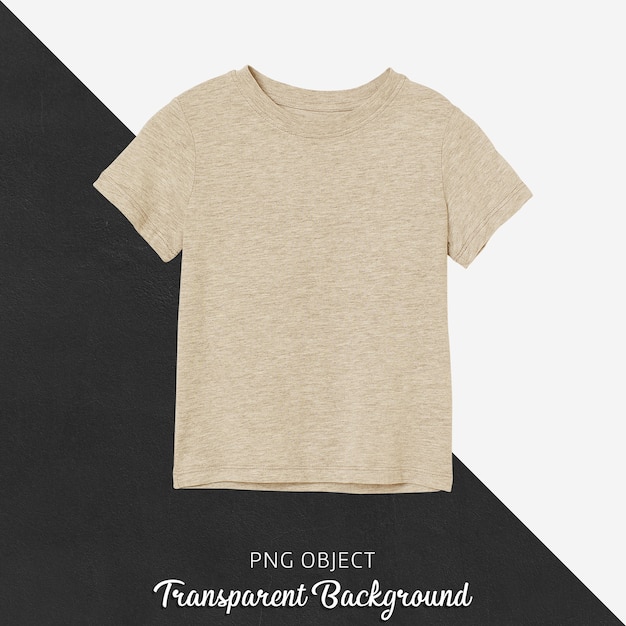 Vista frontal de la maqueta de camiseta básica beige para niños