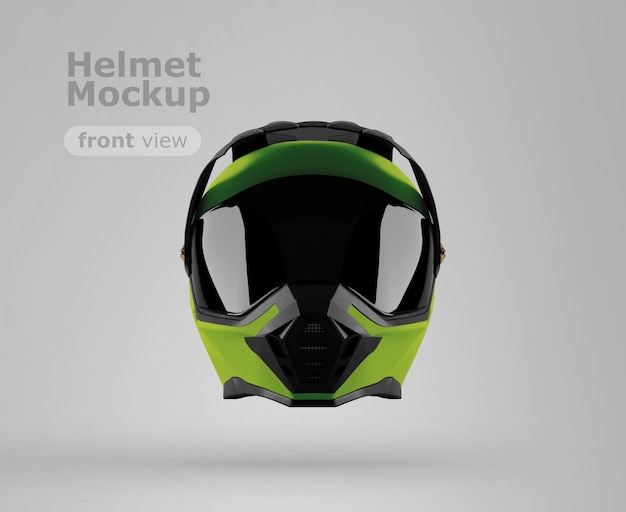Vista frontal de la maqueta de casco de motocicleta premium