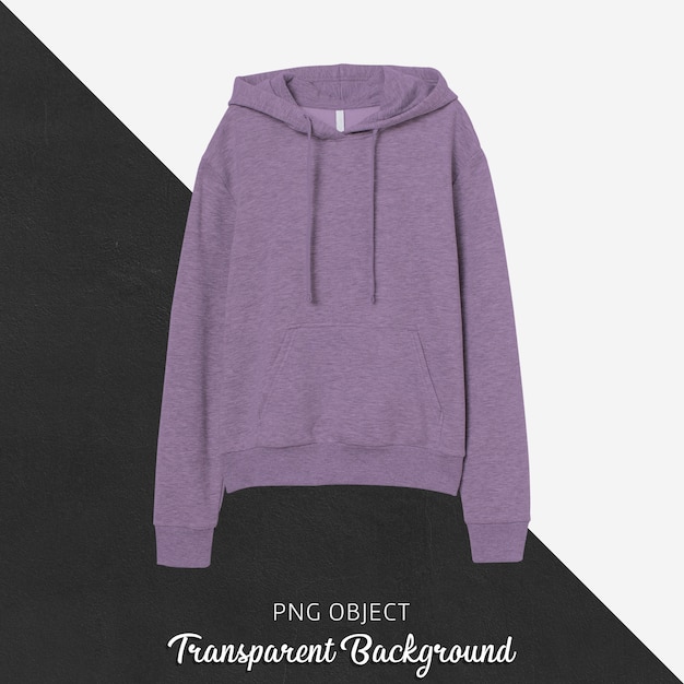 Vista frontal de la maqueta de sudadera con capucha morada