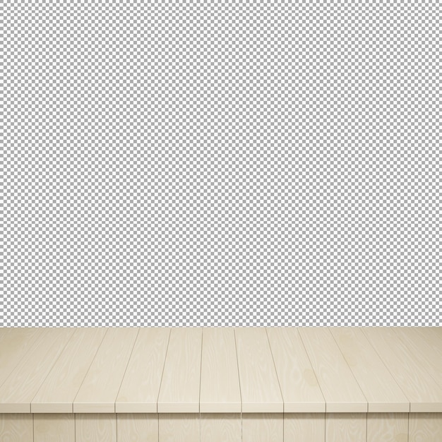 PSD vista frontal de la mesa de madera render 3d aislado