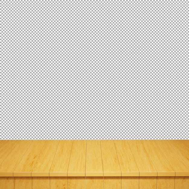 Vista frontal de la mesa de madera render 3d aislado