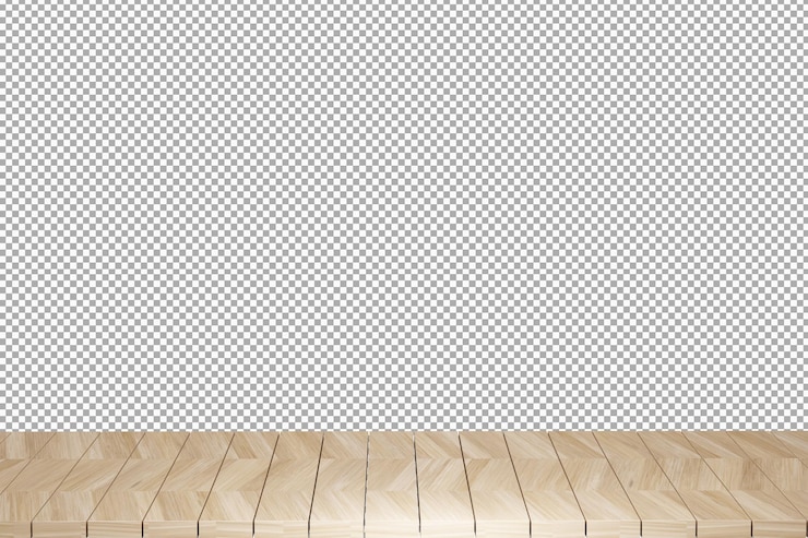 PSD vista frontal de la mesa de madera render 3d aislado