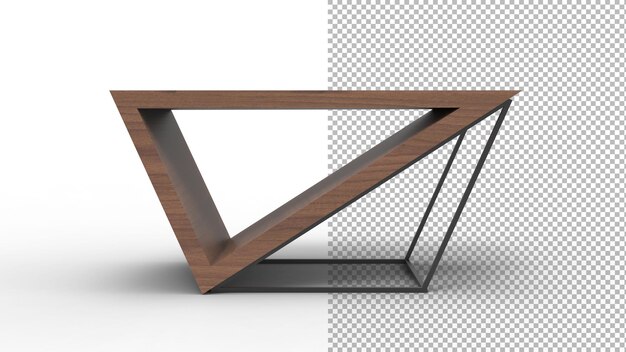 Vista frontal de la mesa de madera con sombra 3d render