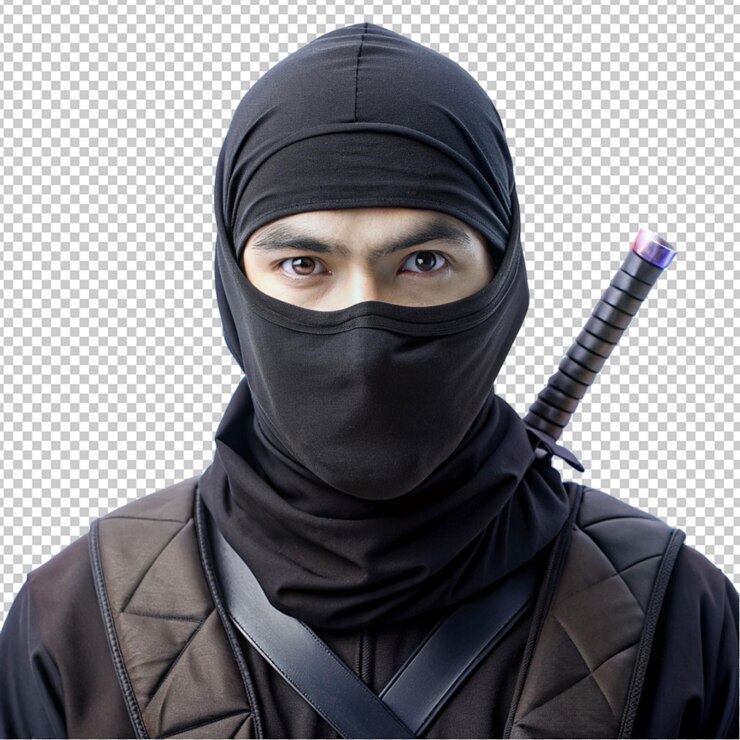 PSD vista frontal ninja con equipo