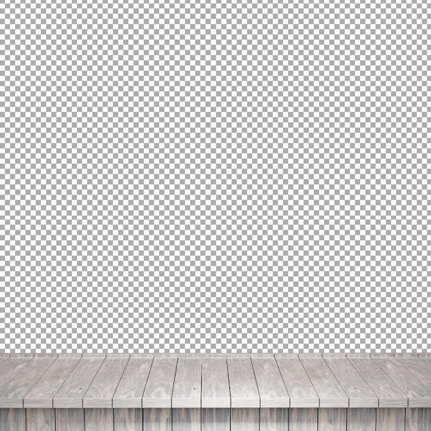 Vista frontal de la parte superior de la mesa de madera realista render 3d aislado