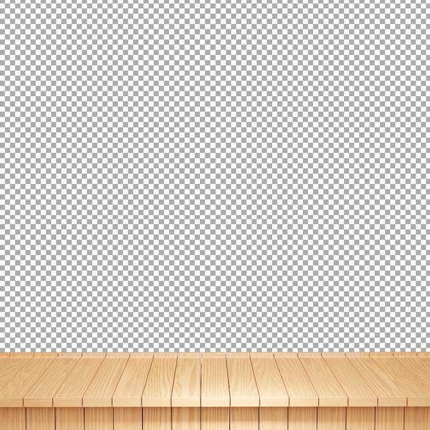 PSD vista frontal de la parte superior de la mesa de madera realista render 3d aislado