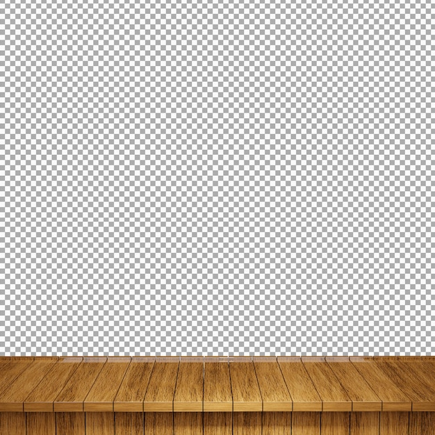 Vista frontal de la parte superior de la mesa de madera realista render 3d aislado