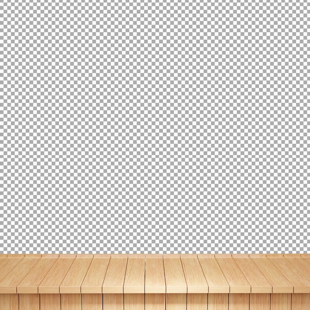 Vista frontal de la parte superior de la mesa de madera realista render 3d aislado