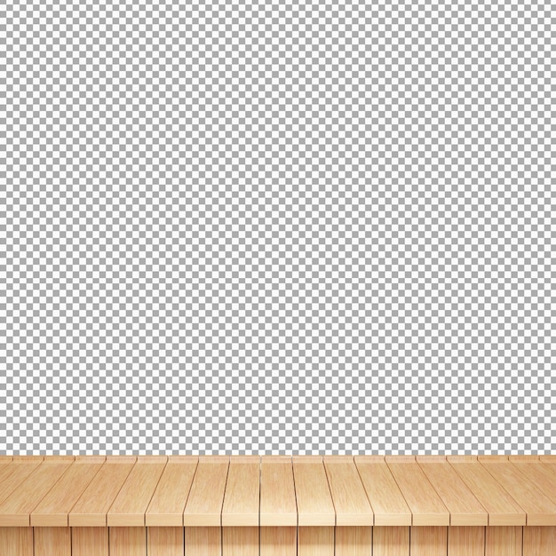 PSD vista frontal de la parte superior de la mesa de madera realista render 3d aislado