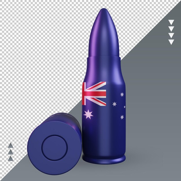 Vista frontal de renderizado de bandera de australia de bala 3d