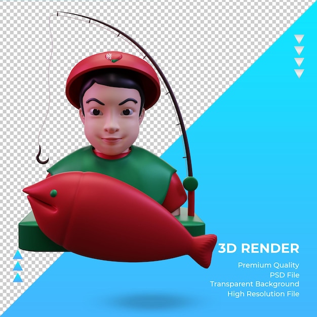 Vista frontal de renderizado de bandera de bielorrusia de pescador 3d