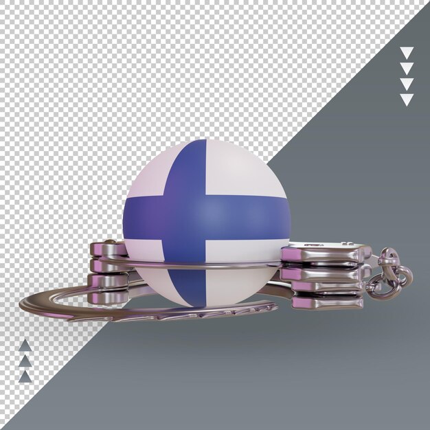 Vista frontal de renderizado de bandera de Finlandia de esposas 3d