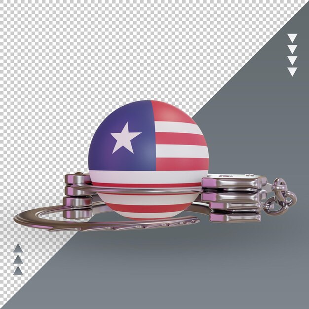 PSD vista frontal de renderizado de bandera de liberia de esposas 3d