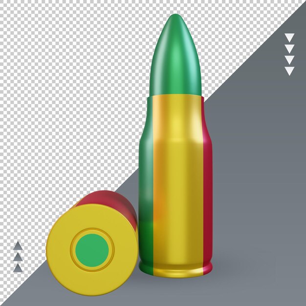 Vista frontal de renderizado de bandera de Malí de bala 3d