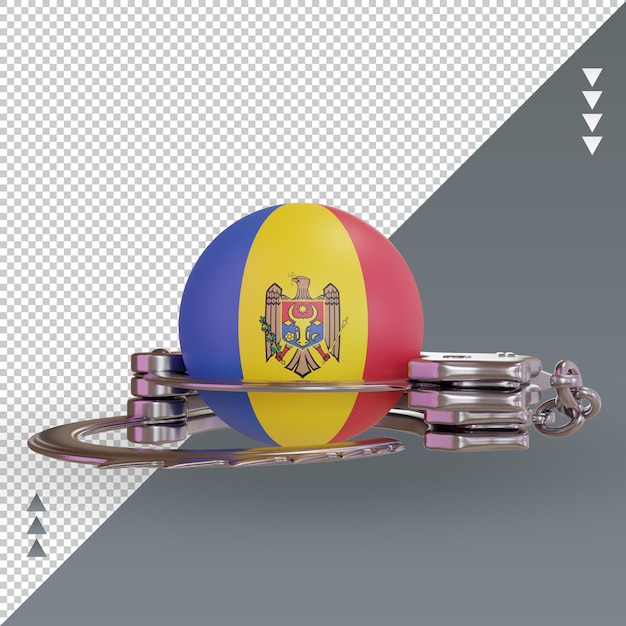 Vista frontal de renderizado de bandera de moldavia de esposas 3d
