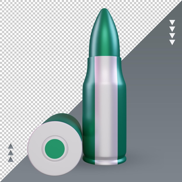 Vista frontal de renderizado de bandera de Nigeria de bala 3d