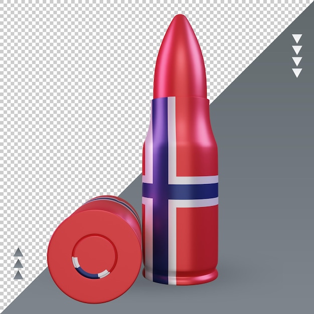 Vista frontal de renderizado de bandera de noruega de bala 3d