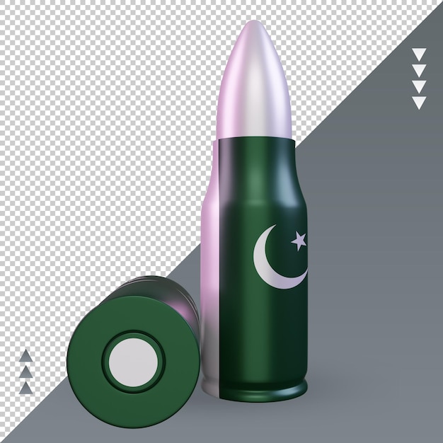 PSD vista frontal de renderizado de bandera de pakistán de bala 3d