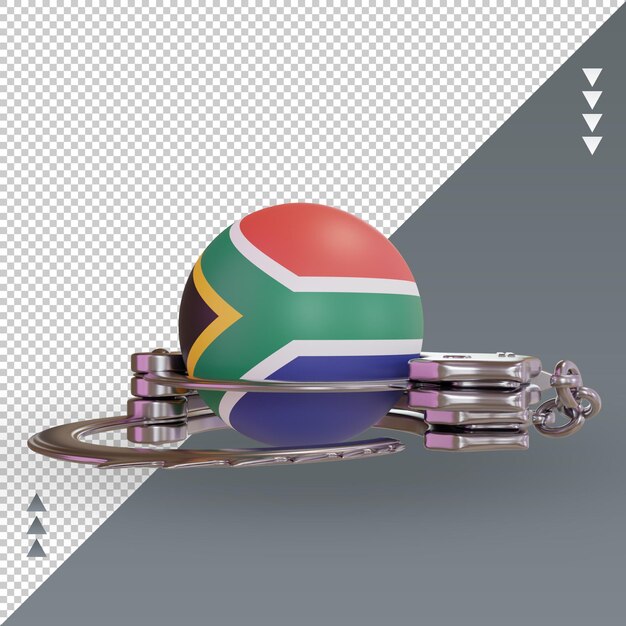 Vista frontal de renderizado de bandera de sudáfrica de esposas 3d